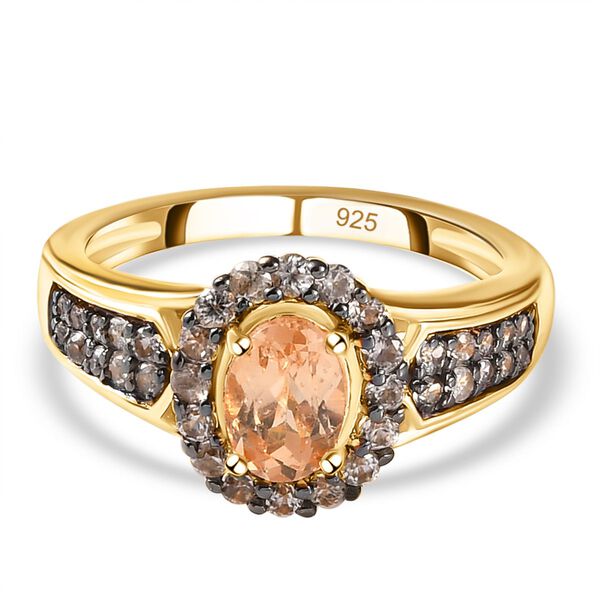 AA Ceylon kaiserlicher Granat und nat&uuml;rlicher Champagner Zirkon-Ring - 1,90 ct.