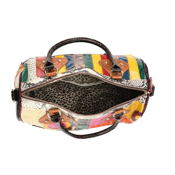 Chaos by Elsie Echtleder Crossbody-Tasche mit RFID-Schutz, 34x19x22cm, Kroko-Pr&auml;gung mit Rautenmuster, mehrfarbig image number 5