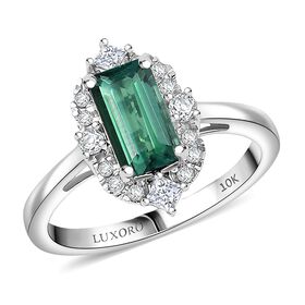 LUXORO AAA Pirineu Lagoon Tourmaline, Wei&szlig;er Diamant Ring 417 Gold (Gr&ouml;&szlig;e 20.00) ca. 1,62 ct