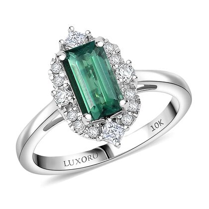 LUXORO AAA Pirineu Lagoon Tourmaline, Wei&szlig;er Diamant Ring 417 Gold (Gr&ouml;&szlig;e 20.00) ca. 1,62 ct