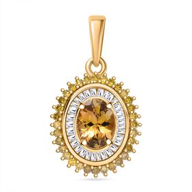 AA Natürlicher goldener Tansanit, gelber und weißer Diamant-Anhänger - 1,11 ct.