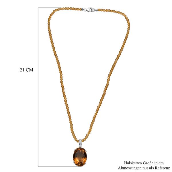 Citrin und Zirkon Anhänger mit 50cm Kette - 80,57 ct. image number 6