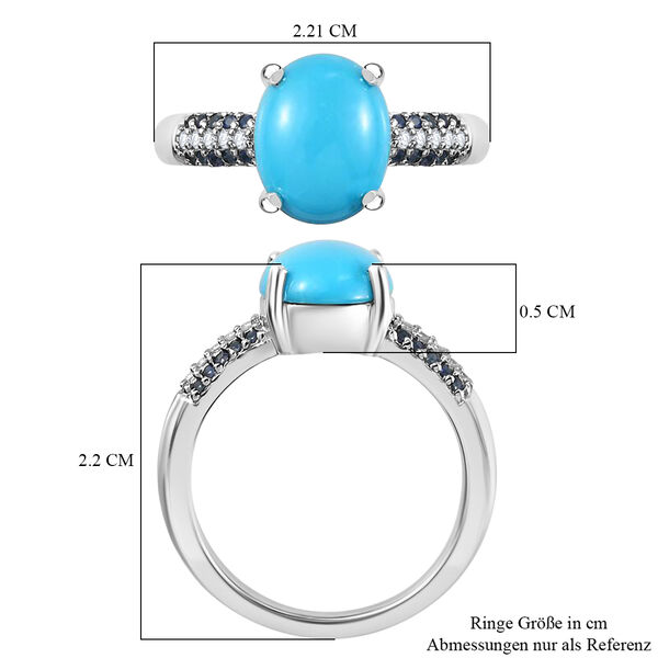 Natürlicher Sleeping Beauty Türkis und Zirkon Solitär Ring 925 Silber Platin-Überzug image number 7