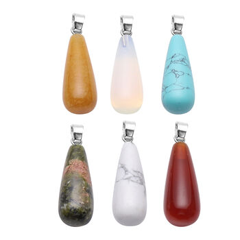 6er-Set, mehrfarbige Edelstein-Anh&auml;nger, silberfarben ca. 72,00 ct