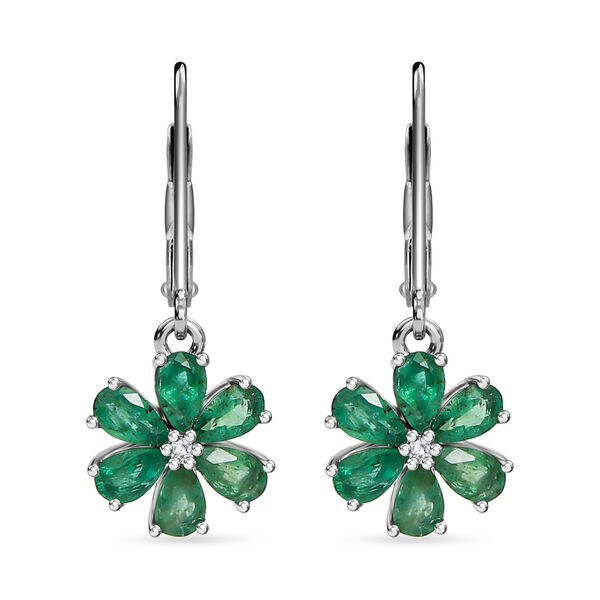 Blumenpracht AAA Kagem sambische Smaragd und Zirkon-Ohrringe- 2,29 ct. image number 0