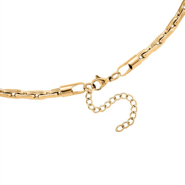 2er-Set Halsketten, Edelstahl, Goldfarben, Gliederkette und Schlangenketten-Optik, ca. 50 + 5 cm image number 7