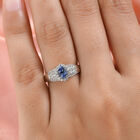 Tansanit und Zirkon Ring 925 Silber platiniert  ca. 0,80 ct image number 2