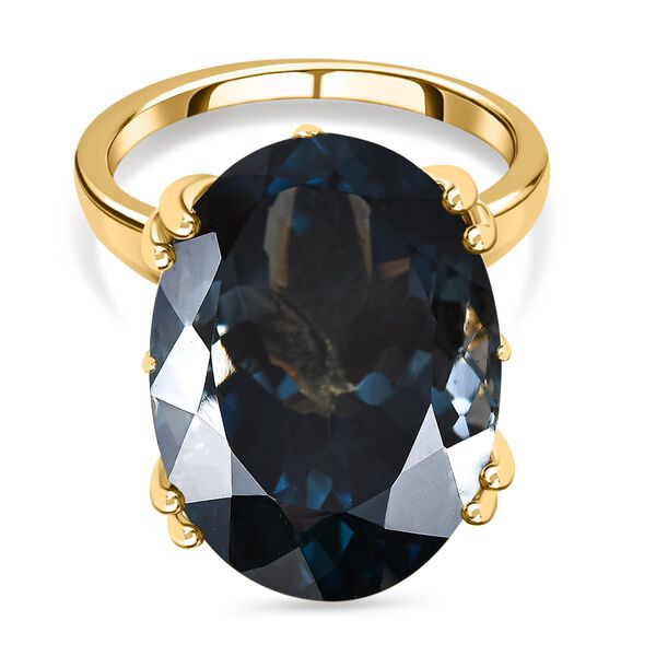 AAA London Blau Topas Ring 925 Silber Gelbgold Vermeil (Gr&ouml;&szlig;e 17.00) ca. 22.63 ct