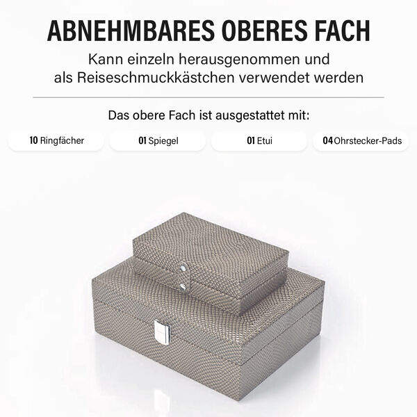 2er-Set Schmuckboxen mit Tierhautmuster, Grau image number 3