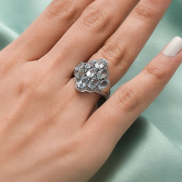 Himmelblauer Topas-Ring, (Gr&ouml;&szlig;e 20.00) Edelstahl, ca. 5,08 ct image number 3