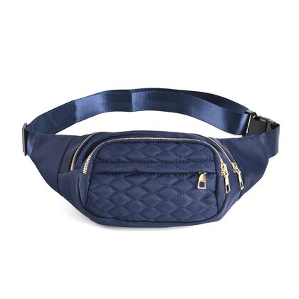 Wasserdichte multi-Fächer Bauchtasche aus Hochwertiges Nylon mit RFID-Schutz, 36x4x13cm, blau