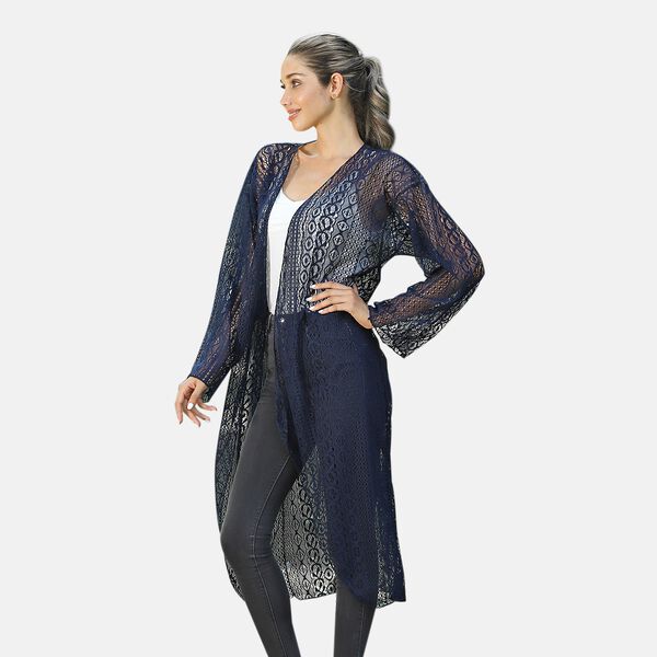 Spitzencardigan, One Size, Dunkelblau image number 2