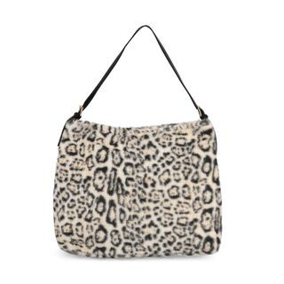 Leopardenmuster-Fellimitat-Tasche, 46x11x35 cm, Beige-Schwarz Leopardenmuster-Fellimitat-Tasche, 46x11x35 cm, Beige-Schwarz
