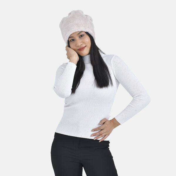 Innovativer 2 in 1 Infinity Schal und M&uuml;tze, 35x28cm, Wei&szlig; image number 4