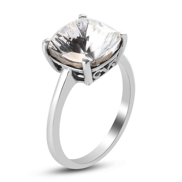 LUSTRO STELLA &Ouml;sterreichischer wei&szlig;er Kristall Solit&auml;r Ring 925 Silber Platin-&Uuml;berzug image number 4