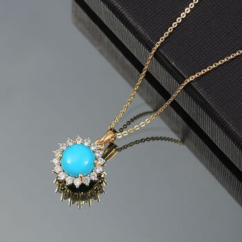 D'Joy AA Sleeping Beauty T&uuml;rkis und Zirkon Anh&auml;nger mit 45cm Kette - 3 ct.