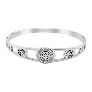 Wei&szlig;er Zirkonia Armreif ca. 20 cm Reiner Edelstahl