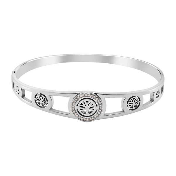 Wei&szlig;er Zirkonia Armreif ca. 20 cm Reiner Edelstahl