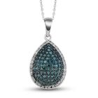 Blauer Diamant-Anhänger mit Kette, 925 Silber platiniert, ca. 1.00 ct