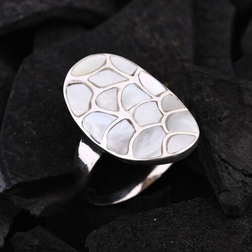 Perlmutt Ringe 925 Silber (Größe 17.00) image number 1