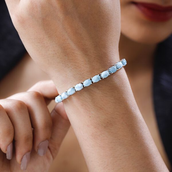 Larimar Armband, ca. 20 cm 925 Silber platiniert ca. 23.92 ct image number 2