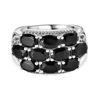 Schwarzer Spinell Ring Edelstahl (Gr&ouml;&szlig;e 17.00) ca. 6,35 ct