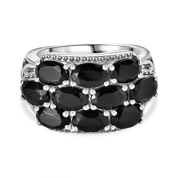 Schwarzer Spinell Ring Edelstahl (Gr&ouml;&szlig;e 17.00) ca. 6,35 ct