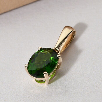 Nat&uuml;rlicher Chromdiopsid-Anh&auml;nger, 375 Gelbgold, ca. 1.31 ct