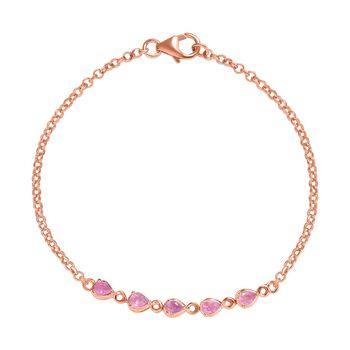 Ilakaka rosa Saphir (Fissure gef&uuml;llt) Armband, ca. 19 cm, 925 Silber ros&eacute;vergoldet ca. 1.00 ct