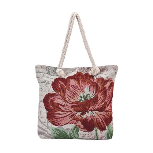 Jacquard gewebte Jute-Tasche mit Mond Design, 42x34 cm, Blume image number 0