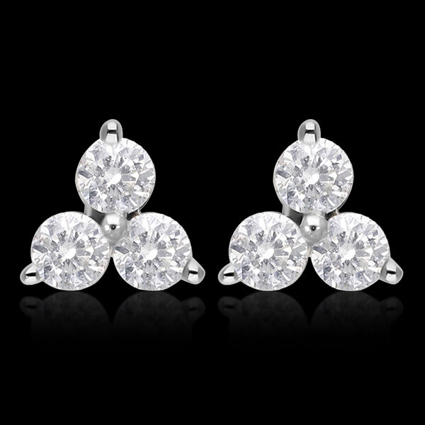 Diamant Trilogie-Ohrstecker, zertifiziert I1-I2 G-H in 585 Gelbgold image number 2