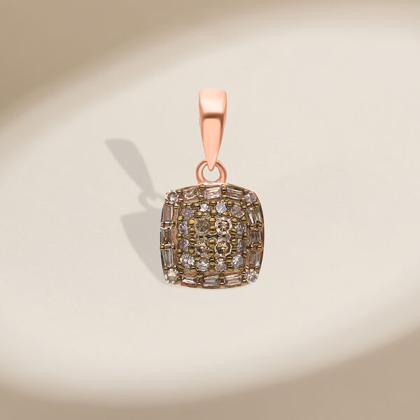 Nat&uuml;rlicher Champagner Diamant Anh&auml;nger, 925 Silber Ros&eacute;gold Vermeil, ca. 0.25 ct image number 3