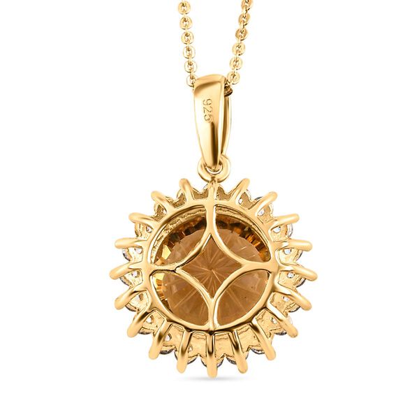 Citrin und Zirkon Halo Anh&auml;nger mit Kette in Silber image number 5