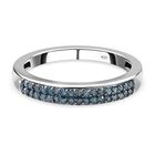 Blauer Diamant Ring, 925 Silber platiniert (Gr&ouml;&szlig;e 21.00) ca. 0,20 ct