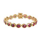 Wassermelonen Quarz Triplette, Schwarzer Spinell Armband ca. 19 cm 925 Silber 750 Gelbgold Vermeil ca. 28,04 ct.