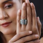 AAA Kagem Sambischer Smaragd Ring, Mäandermuster, 925 Silber platiniert (Größe 17.00) ca. 3.93 ct image number 2