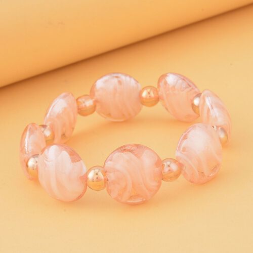 Champagner Kristall, Rosafarbenes Murano-Glas Armband Flexibel cm Standard image number 1