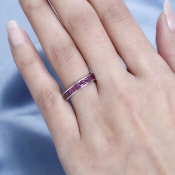 Nat&uuml;rlicher Rhodolith Granat Ring, 925 Silber platiniert, (Gr&ouml;&szlig;e 21.00) ca. 1.73 ct