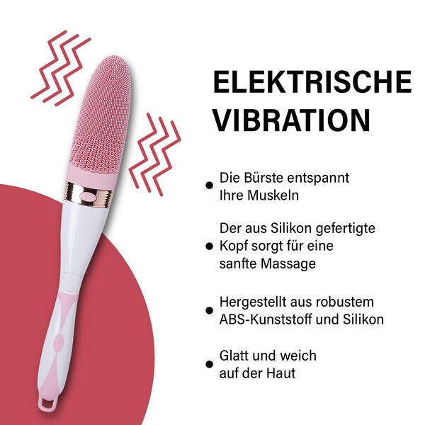 Elektrische Reinigungs-Vibrations-Badebürste mit langem Griff, 43x6,5x4cm, Rosa image number 4