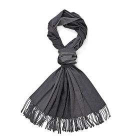 Eleganter Ombre-Schal mit Fransen, 68x180 cm, Steingrau