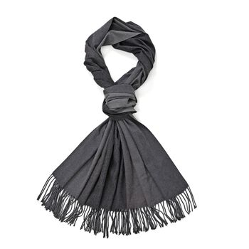 Eleganter Ombre-Schal mit Fransen, 68x180 cm, Steingrau