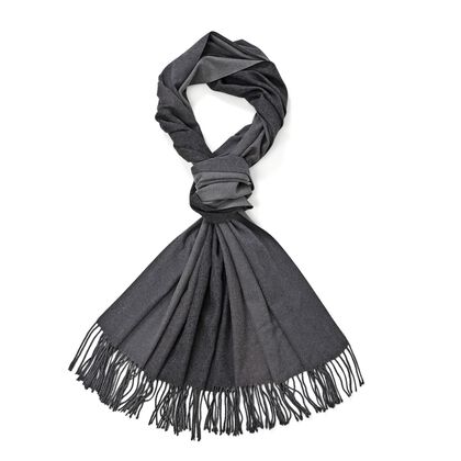 Eleganter Ombre-Schal mit Fransen, 68x180 cm, Steingrau