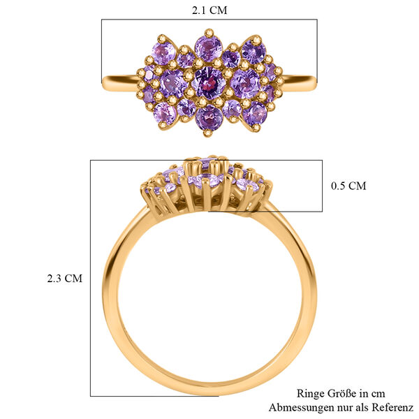 Lila Saphir Cluster Ring, 925 Silber vergoldet, 0,83 ct. image number 9