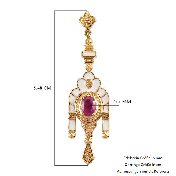 Rubin emaillierte Solit&auml;r-Ohrh&auml;nger in Silber, 2,20 ct. image number 6