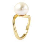 Weiße Edison Perle Solitär Ring 925 Silber Gelbgold-Überzug image number 4