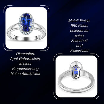 RHAPSODY AAAA Tansanit und VS EF Diamant Ring in 950 Platin - 1,84 ct.