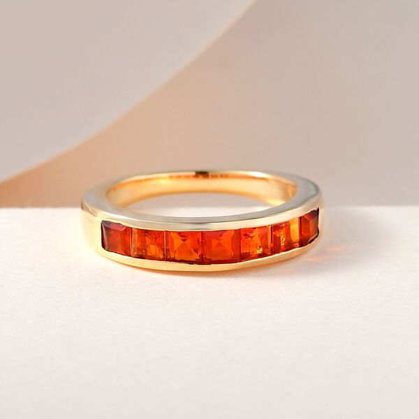 Purpurroter Feueropal-Ring, 925 Silber Gelbgold Vermeil  ca. 0,79 ct image number 2