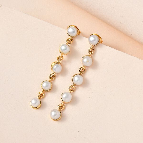 Süßwasser Perle Ohrringe, 925 Silber Gelbgold Vermeil image number 2