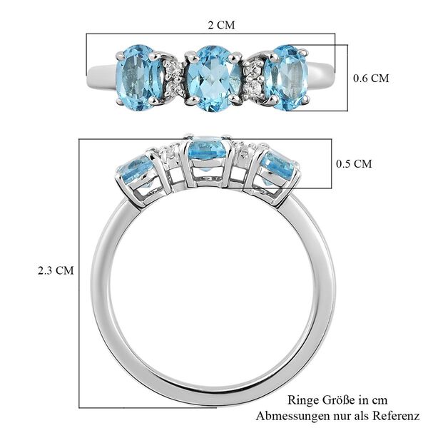 Schweizer Blautopas und weißer Zirkon-Ring, 925 Silber platiniert  ca. 1,33 ct image number 7