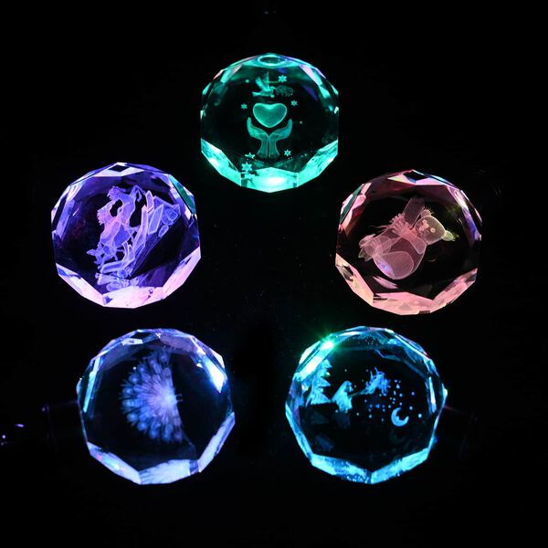 Set aus 5 Kristall-LED-Schl&uuml;sselanh&auml;ngern mit verschiedenen Mustern image number 3